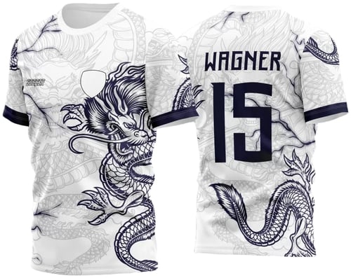 Arte Vetor Camisa Para Atlética Acadêmica e InterClasse Dragão Raios M3 Azul 2023