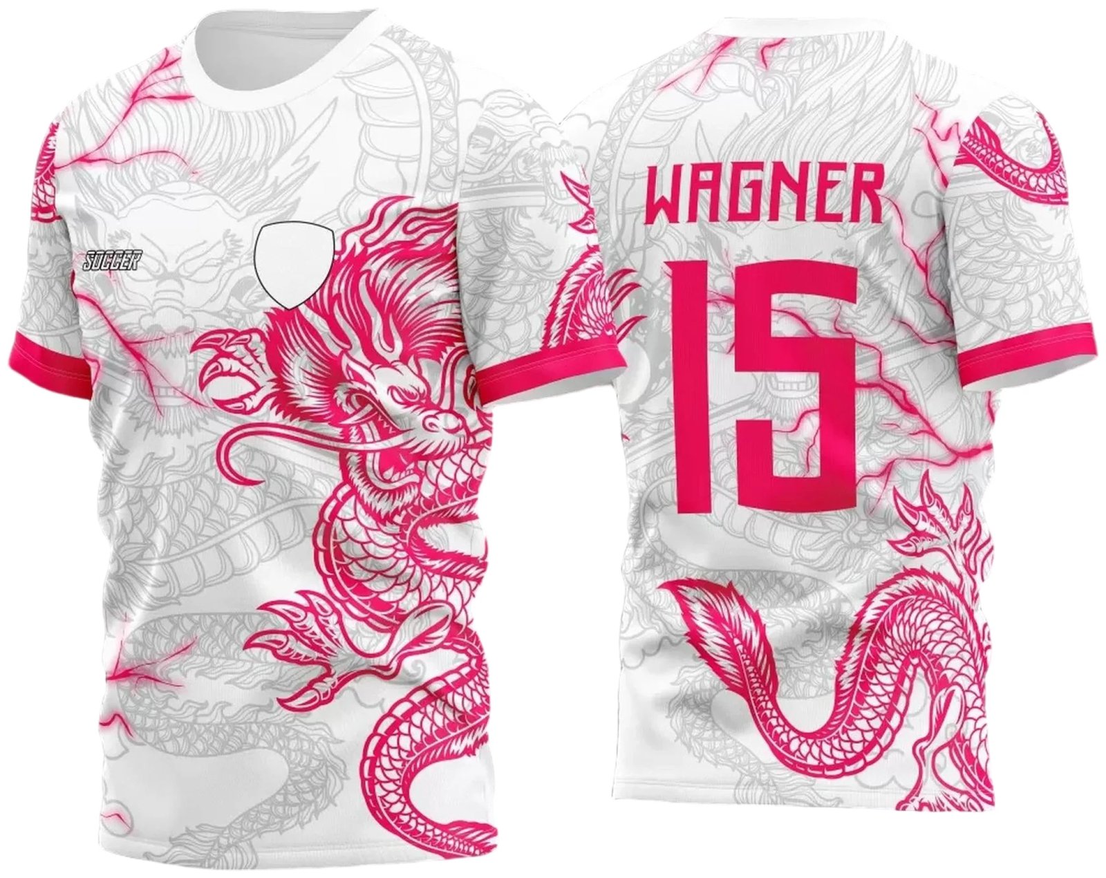 Arte Vetor Camisa Para Atlética Acadêmica e InterClasse Dragão Raios M3 Rosa 2023