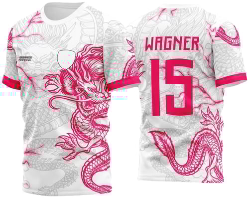 Arte Vetor Camisa Para Atlética Acadêmica e InterClasse Dragão Raios M3 Rosa 2023