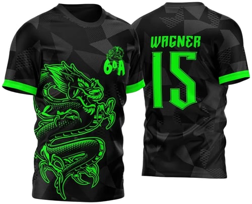 Arte Vetor Camisa Para Atlética Acadêmica e InterClasse Dragão Verde Sexto Ano 2023