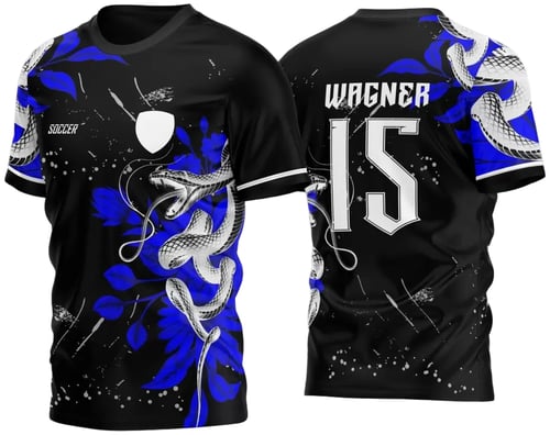 Arte Vetor Camisa Para InterClasse Cobra Floral Preto Chinês Ataque 2023 Azul