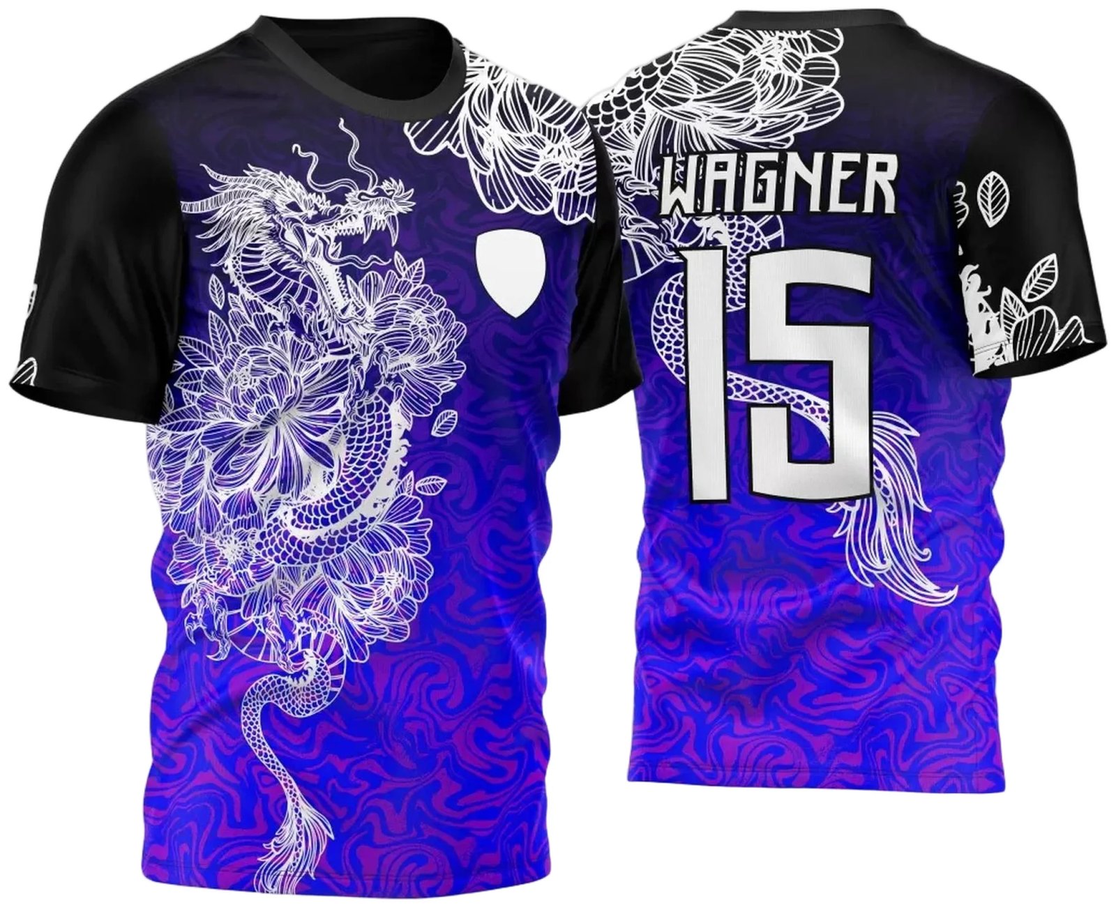 Arte Vetor Camisa Para InterClasse Dragão Floral Azul e Branca 2023