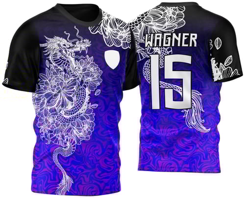Arte Vetor Camisa Para InterClasse Dragão Floral Azul e Branca 2023