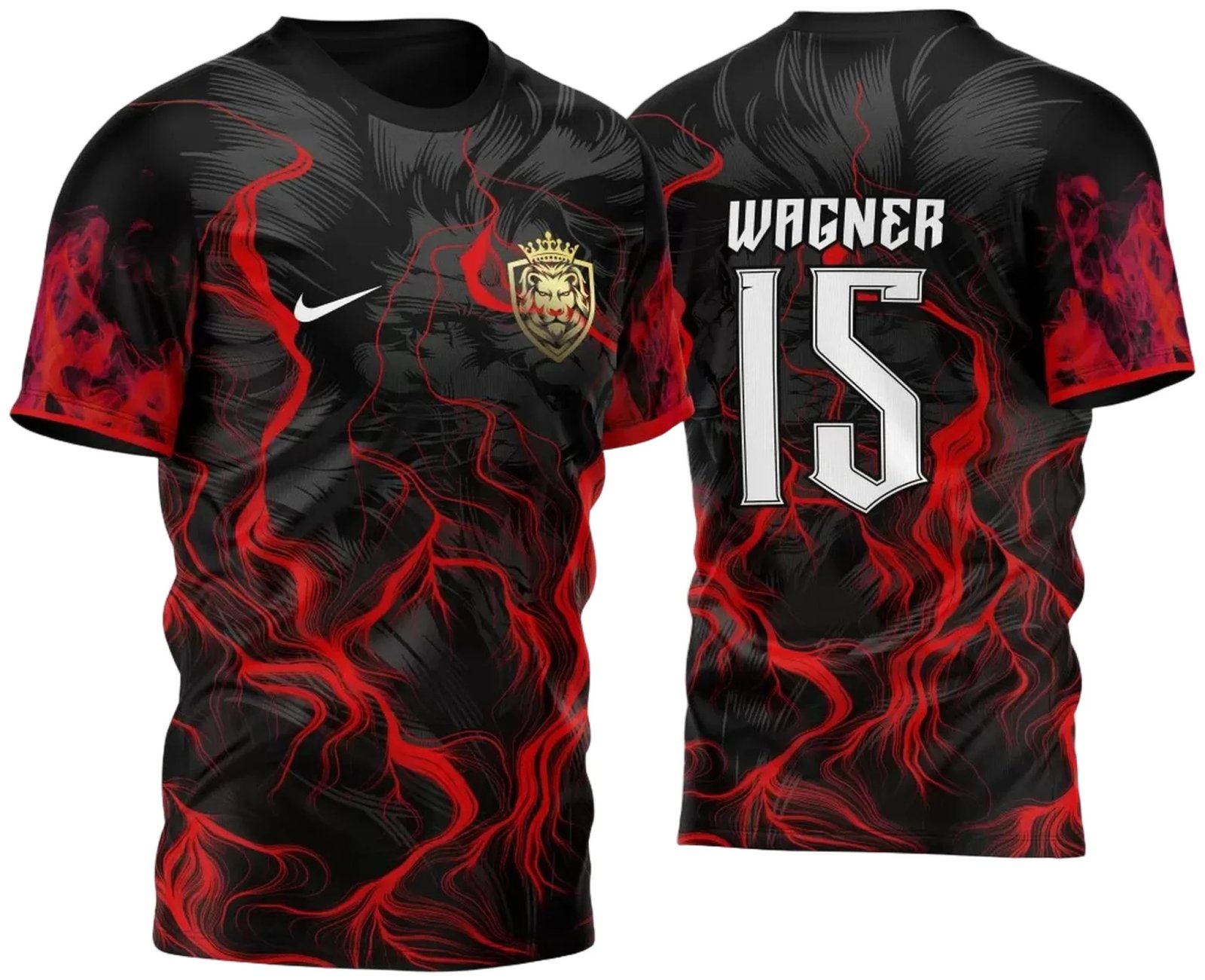 Arte Vetor Camisa para InterClasse Leão Fogo Vermelho