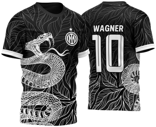 Arte Vetor Camisa Preta InterClasse Cobra Ataque Folhas 2023 Mod2