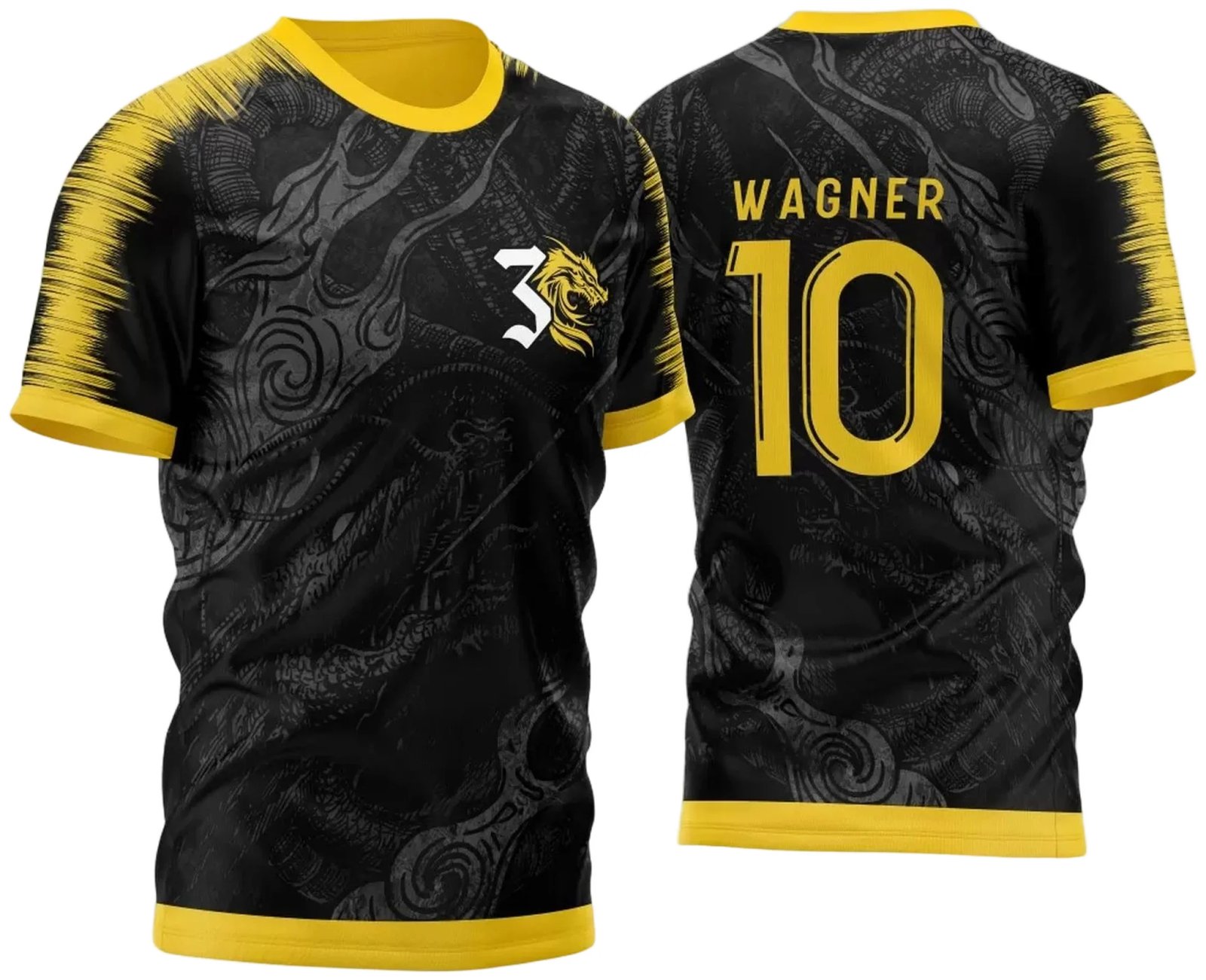 Arte Vetor Template Camisa de InterClasse Preto e Amarela Com Fundo Dragão 2023