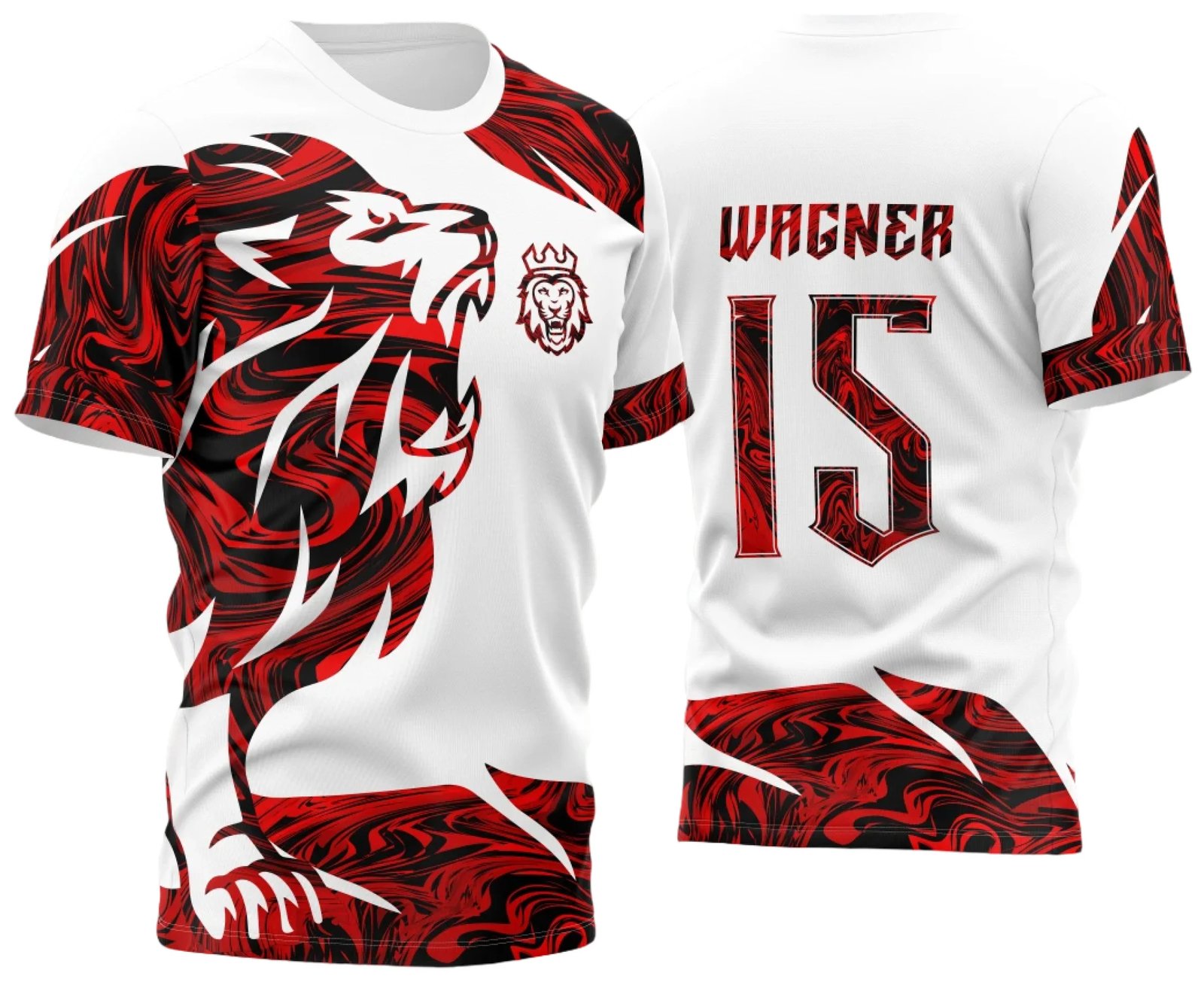 Arte Vetor Template Camisa para InterClasse Leão Pintura Líquida Vermelha