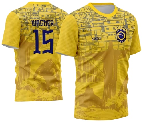 Camisa Brasil Cristo Redentor - Arte Vetor Estampa Template 2024 - 2025 Modelo 02