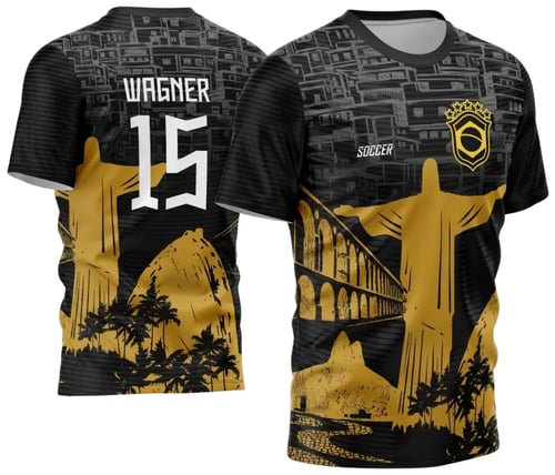 Camisa Brasil Cristo Redentor - Arte Vetor Estampa Template 2024 - 2025 Modelo 03