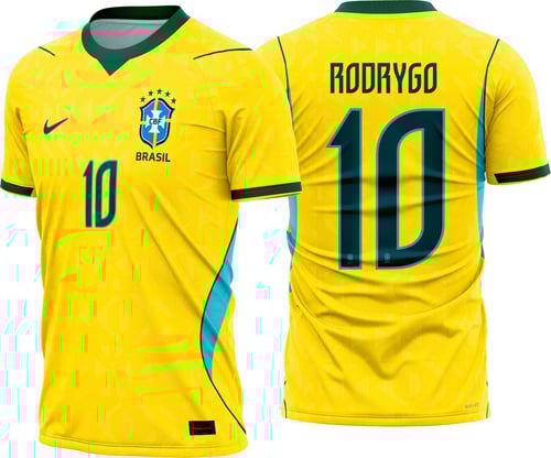 Camiseta unissex branca com logo no peito e estampa grande nas costas inspirada na Camisa Brasil Titular 2026-28, perfeita para fãs que querem mostrar paixão pelo futebol brasileiro.