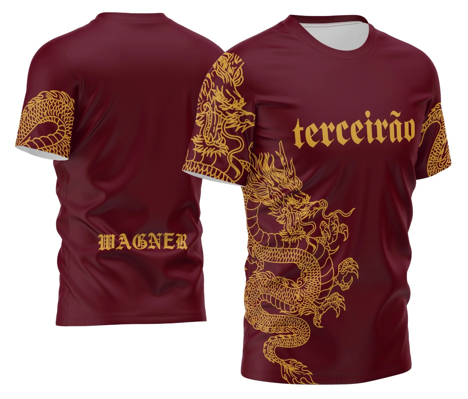 Camisa Terceirão Vermelho Vinho Dragão - Arte Vetor