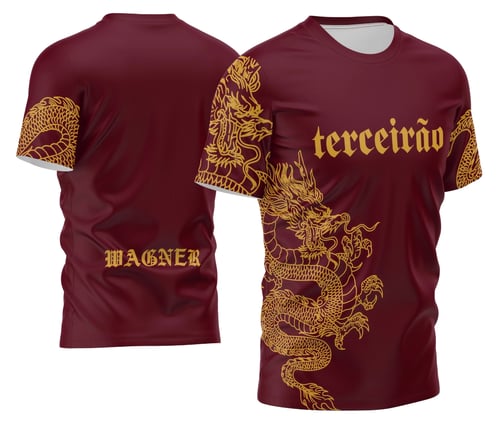 Camisa Terceirão Vermelho Vinho Dragão - Arte Vetor
