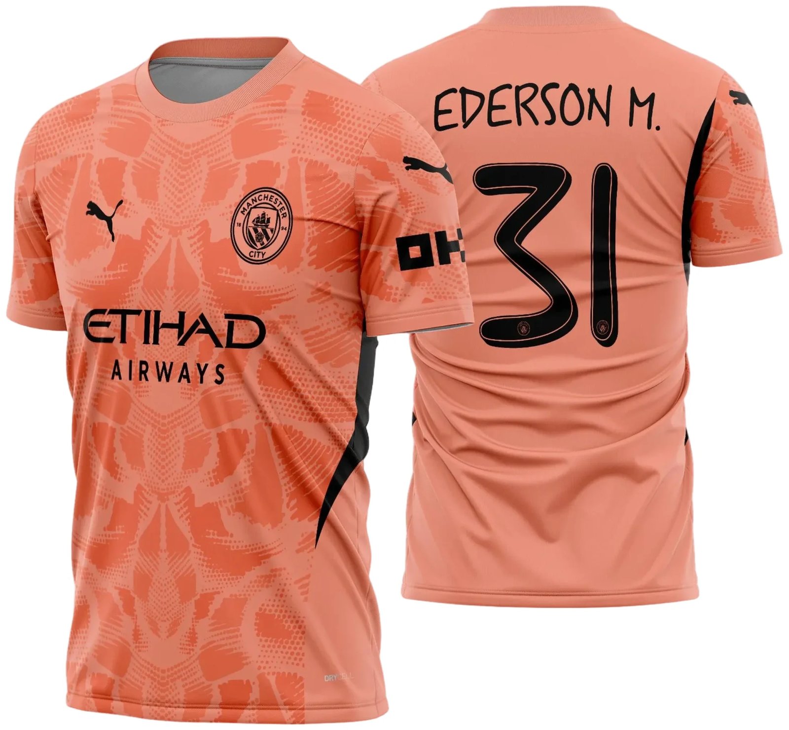 Uniforme de futebol personalizado, projetado para times amadores ou profissionais, com design moderno e arrojado. Apresenta uma combinação de cores contrastantes, logotipo ou escudo do time em destaque no peito, e detalhes gráficos na frente e nas mangas. Na parte traseira, há espaço para personalização com nome e número do jogador, garantindo identidade ao time. Ideal para jogos oficiais, amistosos ou competições, oferecendo estilo e funcionalidade.