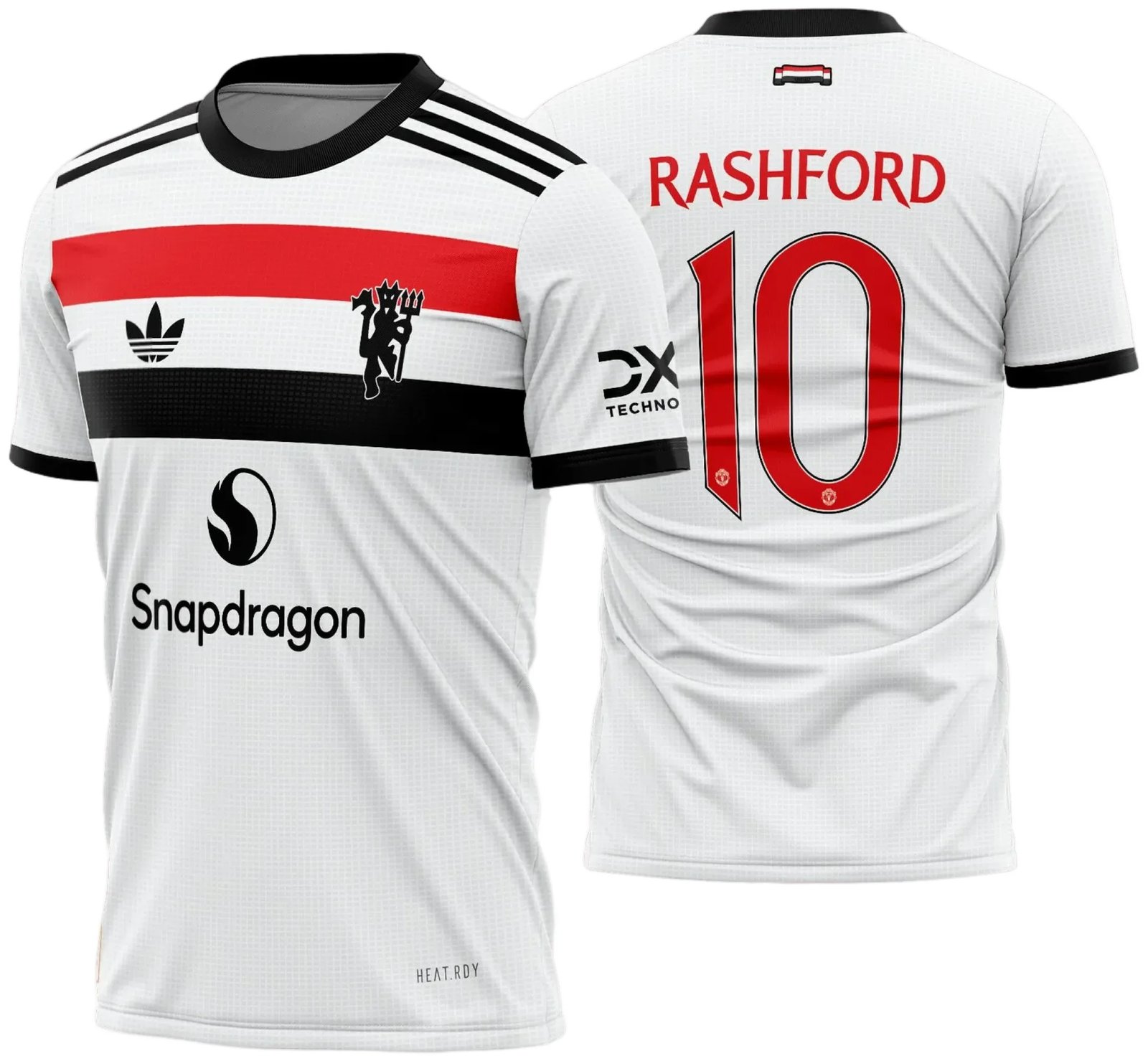 Uniforme de futebol personalizado, projetado para times amadores ou profissionais, com design moderno e arrojado. Apresenta uma combinação de cores contrastantes, logotipo ou escudo do time em destaque no peito, e detalhes gráficos na frente e nas mangas. Na parte traseira, há espaço para personalização com nome e número do jogador, garantindo identidade ao time. Ideal para jogos oficiais, amistosos ou competições, oferecendo estilo e funcionalidade.