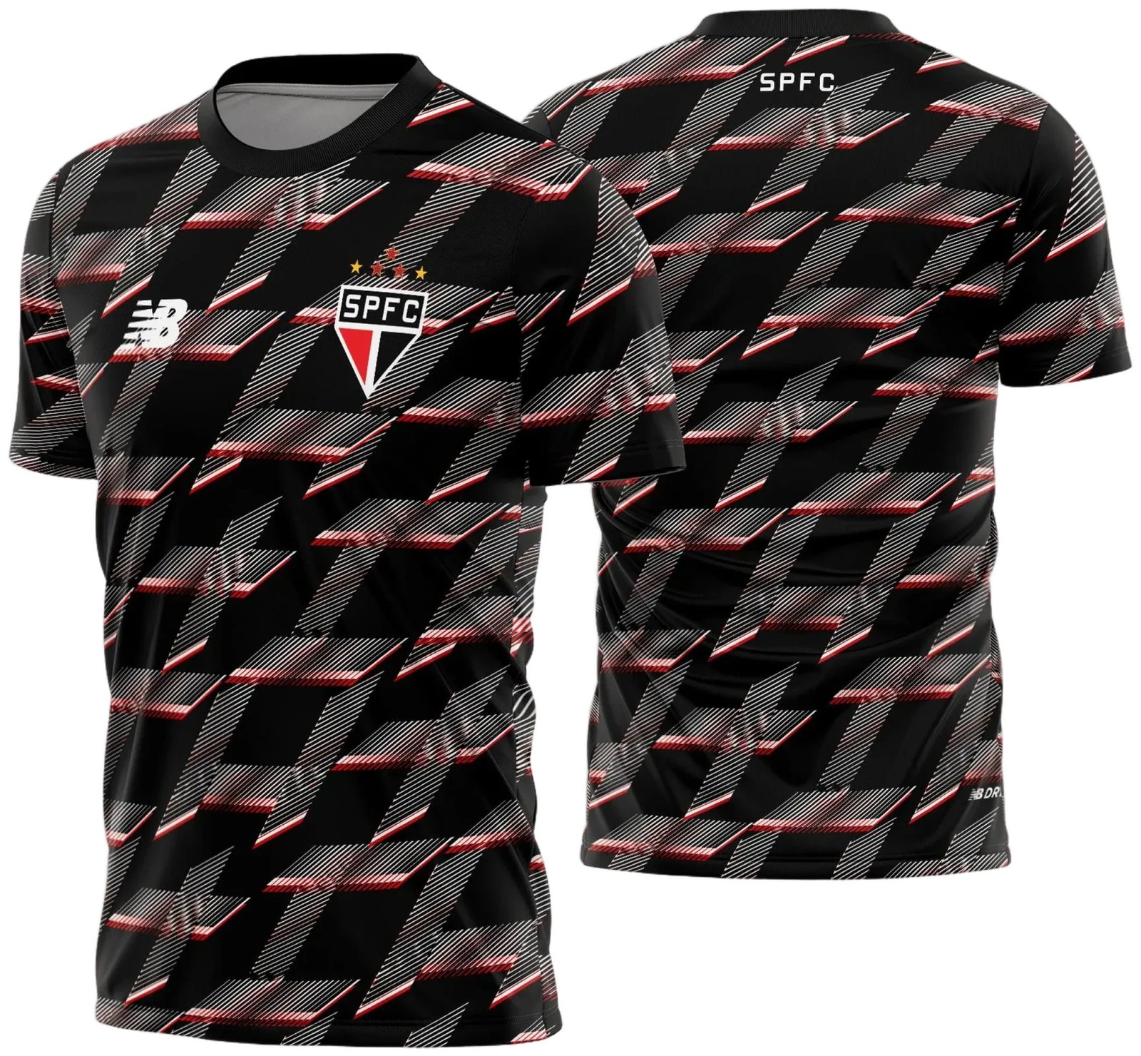 Uniforme de futebol personalizado, projetado para times amadores ou profissionais, com design moderno e arrojado. Apresenta uma combinação de cores contrastantes, logotipo ou escudo do time em destaque no peito, e detalhes gráficos na frente e nas mangas. Na parte traseira, há espaço para personalização com nome e número do jogador, garantindo identidade ao time. Ideal para jogos oficiais, amistosos ou competições, oferecendo estilo e funcionalidade.