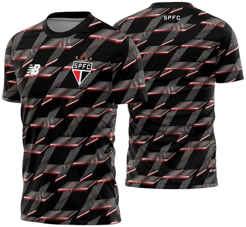 Uniforme de futebol personalizado, projetado para times amadores ou profissionais, com design moderno e arrojado. Apresenta uma combinação de cores contrastantes, logotipo ou escudo do time em destaque no peito, e detalhes gráficos na frente e nas mangas. Na parte traseira, há espaço para personalização com nome e número do jogador, garantindo identidade ao time. Ideal para jogos oficiais, amistosos ou competições, oferecendo estilo e funcionalidade.