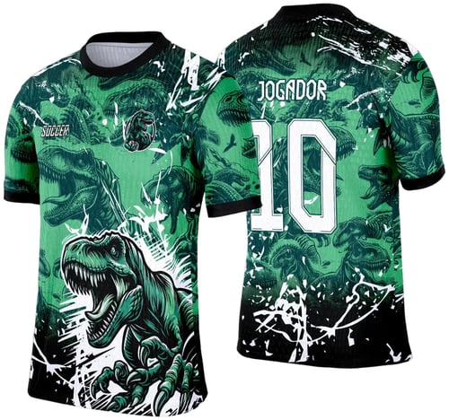 Arte Template Camisa Verde de Interclasse 2025 - Dinossauro