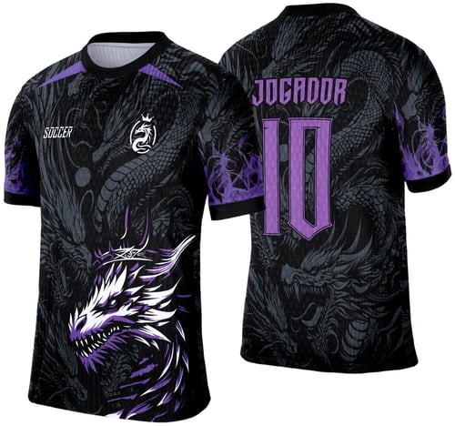 Arte Vetor Camisa de Interclasse Escolar 2025: Dragão Roxo