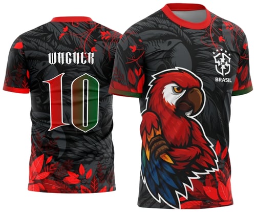 Arte Template Camisa de Interclasse Arara Vermelha