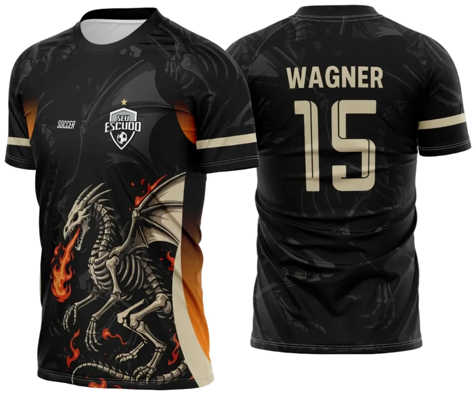 Arte Vetor Camisa Interclasse Dragão Ossos