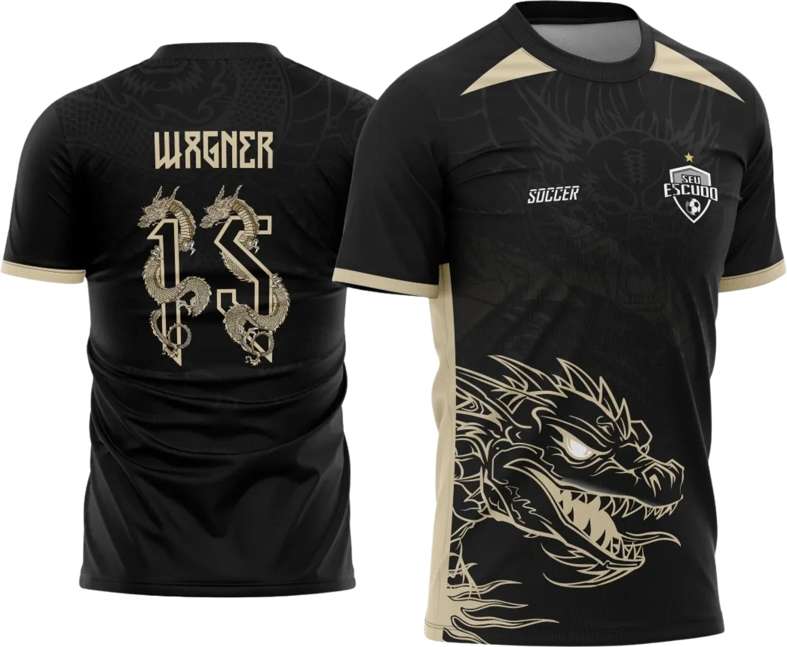 Arte Vetor Camisa Interclasse Dragão Negro Chines 2025