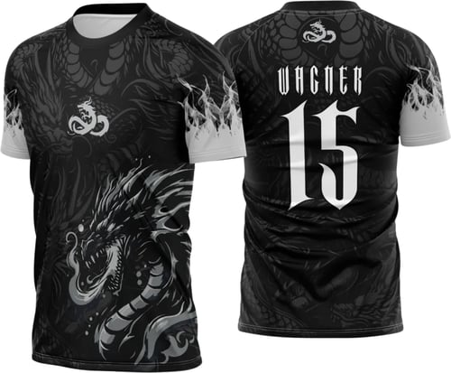 Arte Vetor Camisa Interclasse Dragão Negro Fogo 2025