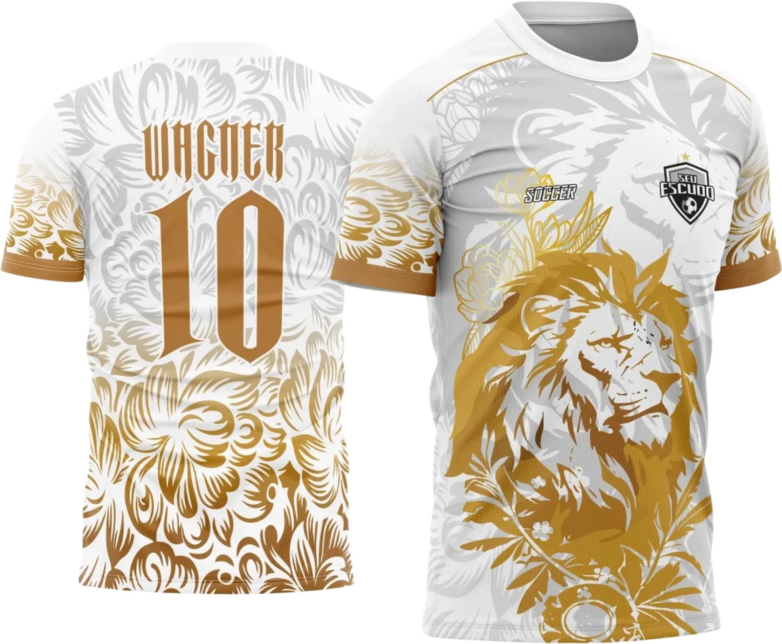Arte Vetor Camisa Interclasse Leão Dourado com Branco 2025