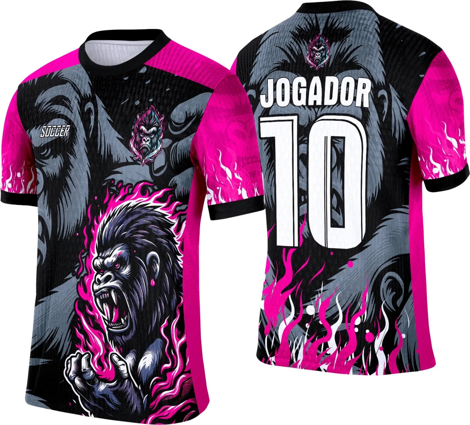 Arte Camisa Interclasse Gorila Negro com Rosa 2025 - 0019