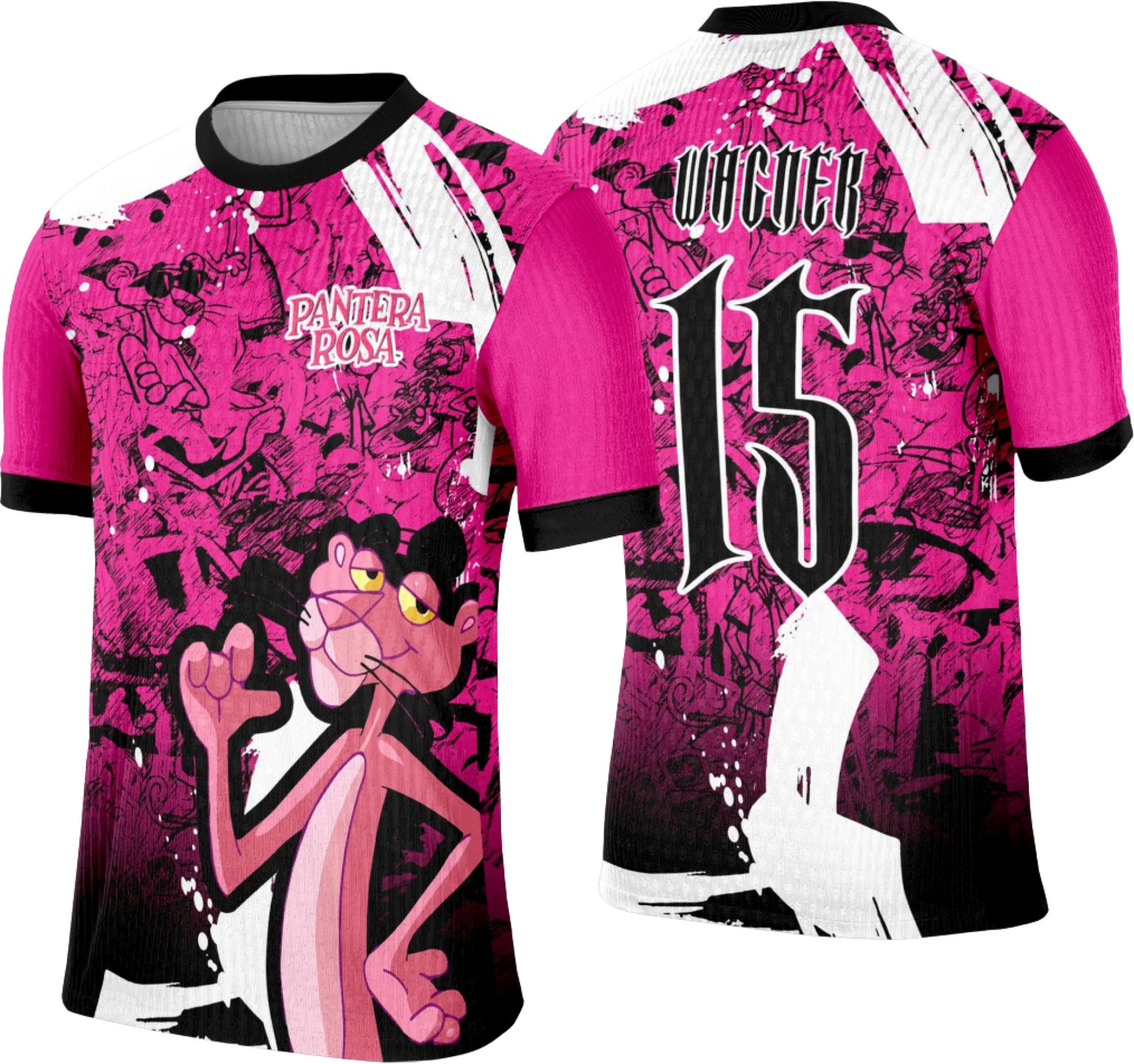 Arte Template Camisa Interclasse Pantera cor de Rosa  - 0035