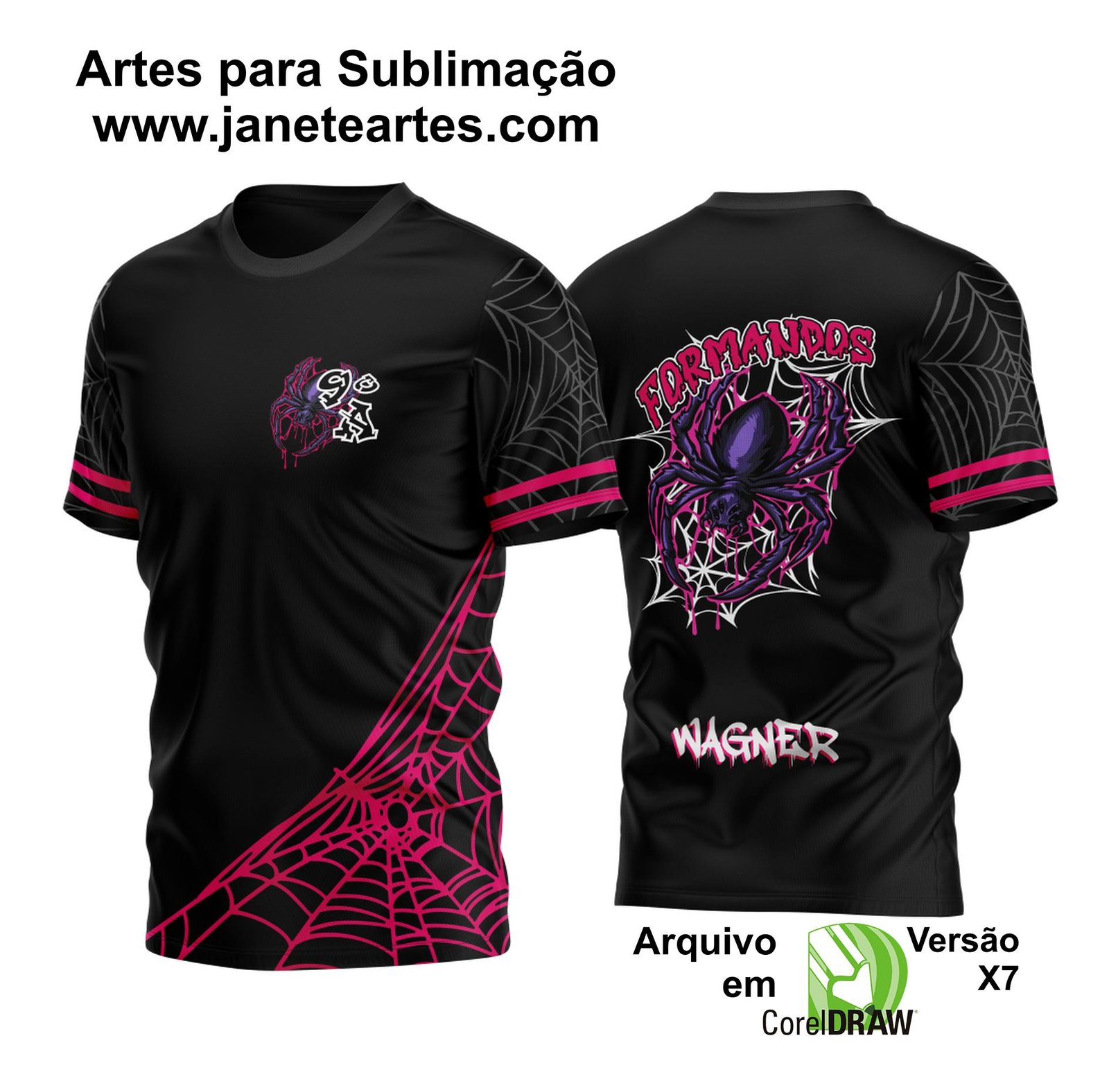 Arte Vetor Camisa Nono Ano Aranha Venenossa 2023 Rosa Neon