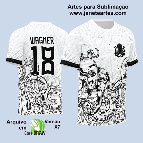 Arte Vetor Camisa Para InterClasse Polvo em Ataque Branca e Preta 2023