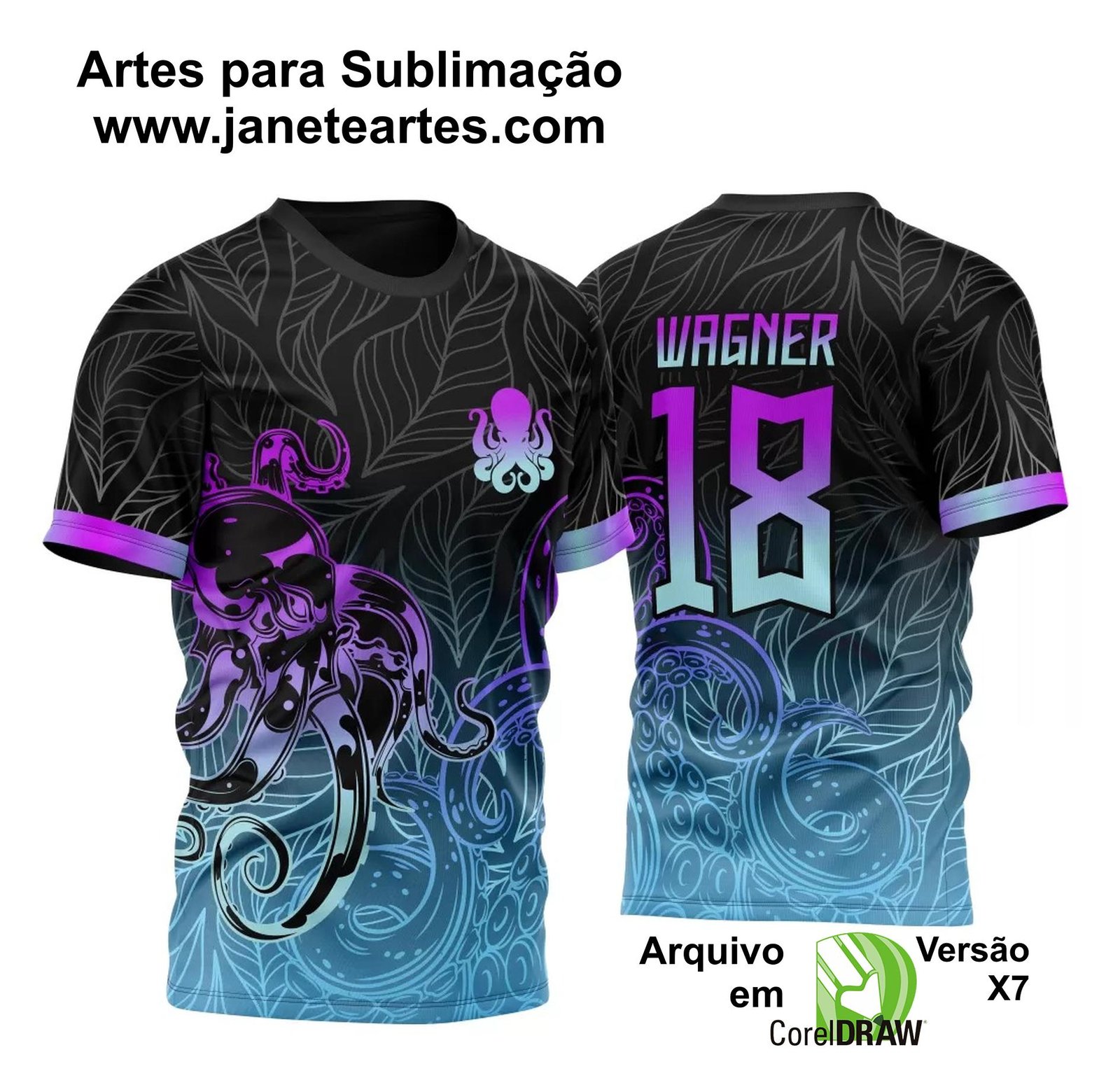 Arte Vetor Camisa Para InterClasse Polvo em Ataque Degrade Roxo 2023