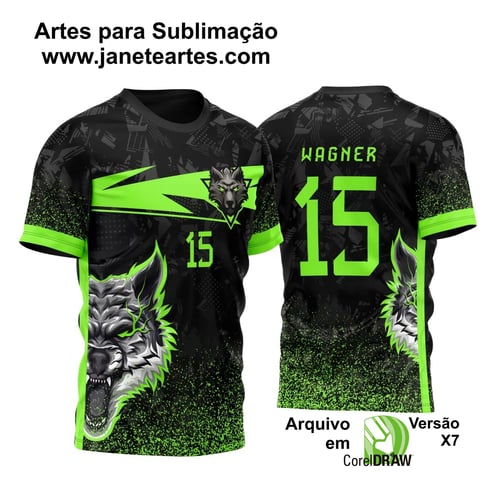 Arte Vetor Template Camisa de InterClasse Lobo Alfa Preto e Verde