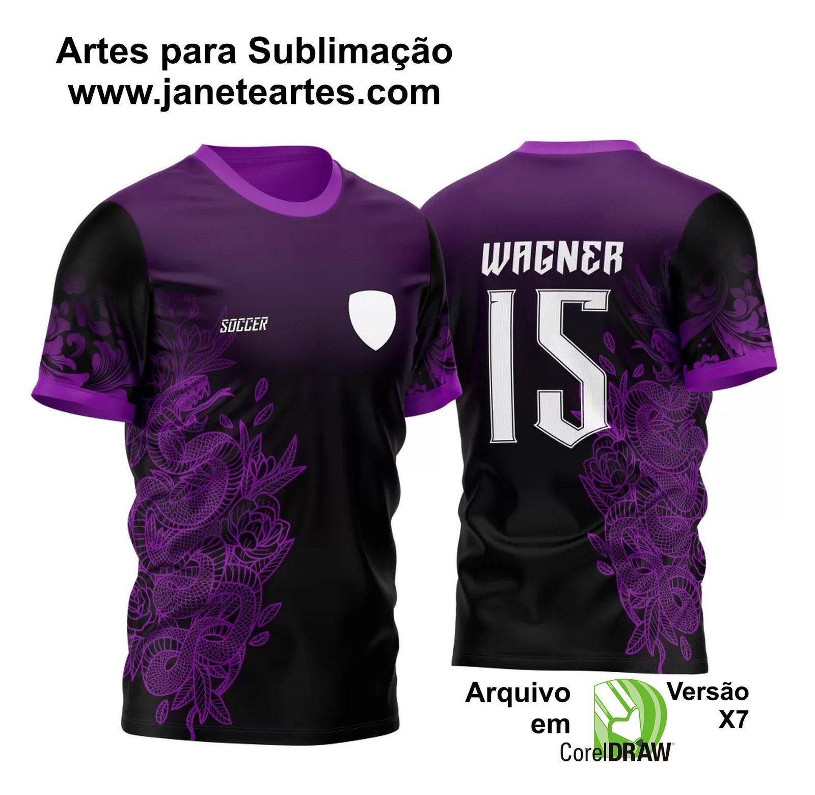 Arte Vetor Camisa Para InterClasse Cobra Floral Preto e Rosa