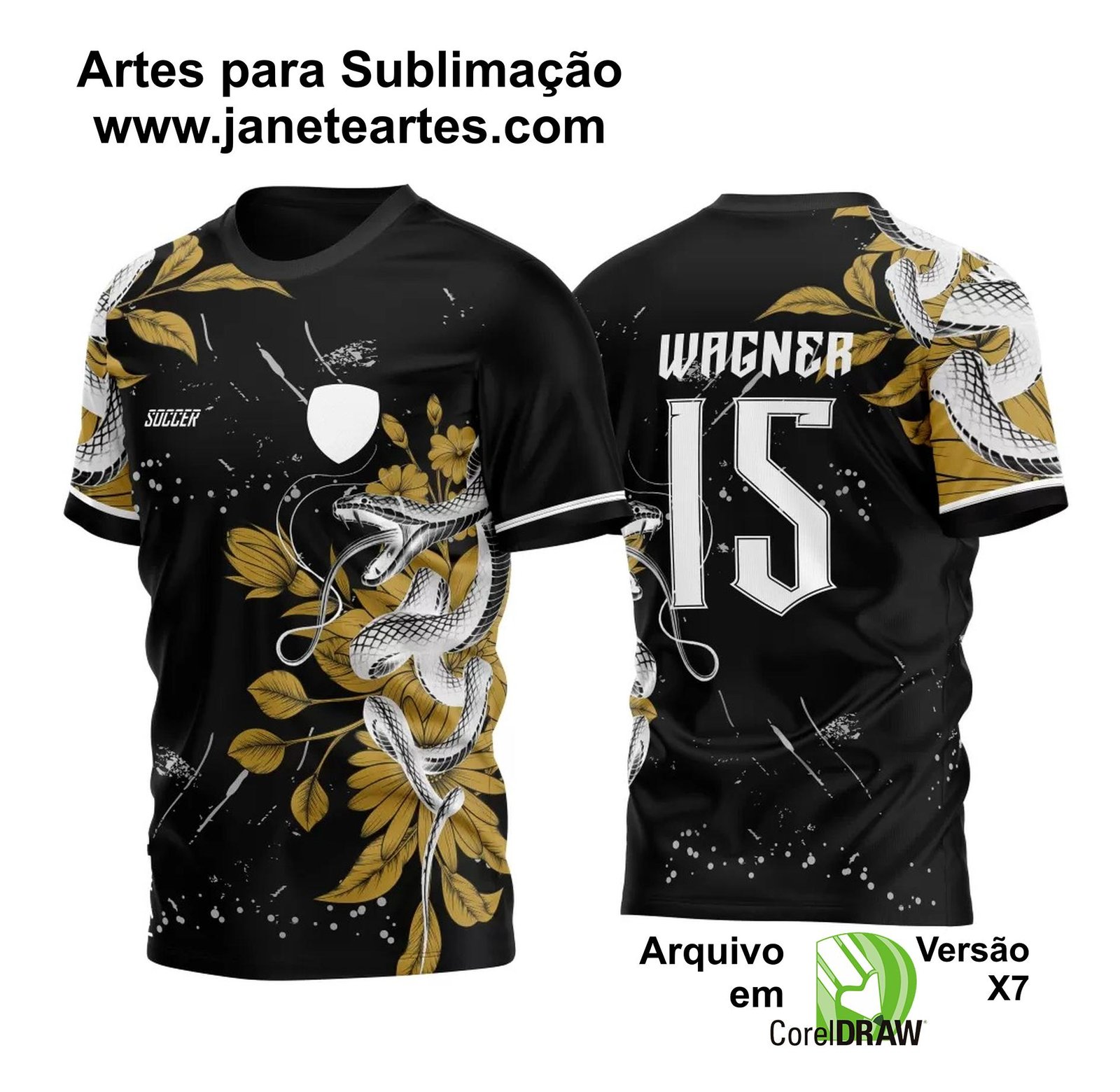 Arte Vetor Camisa Para InterClasse Cobra Floral Preto Chinês Ataque 2023 Dourada