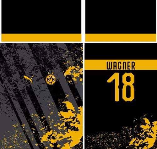 Arte Vetor Camisa Borussia Preta e Amarela 2022