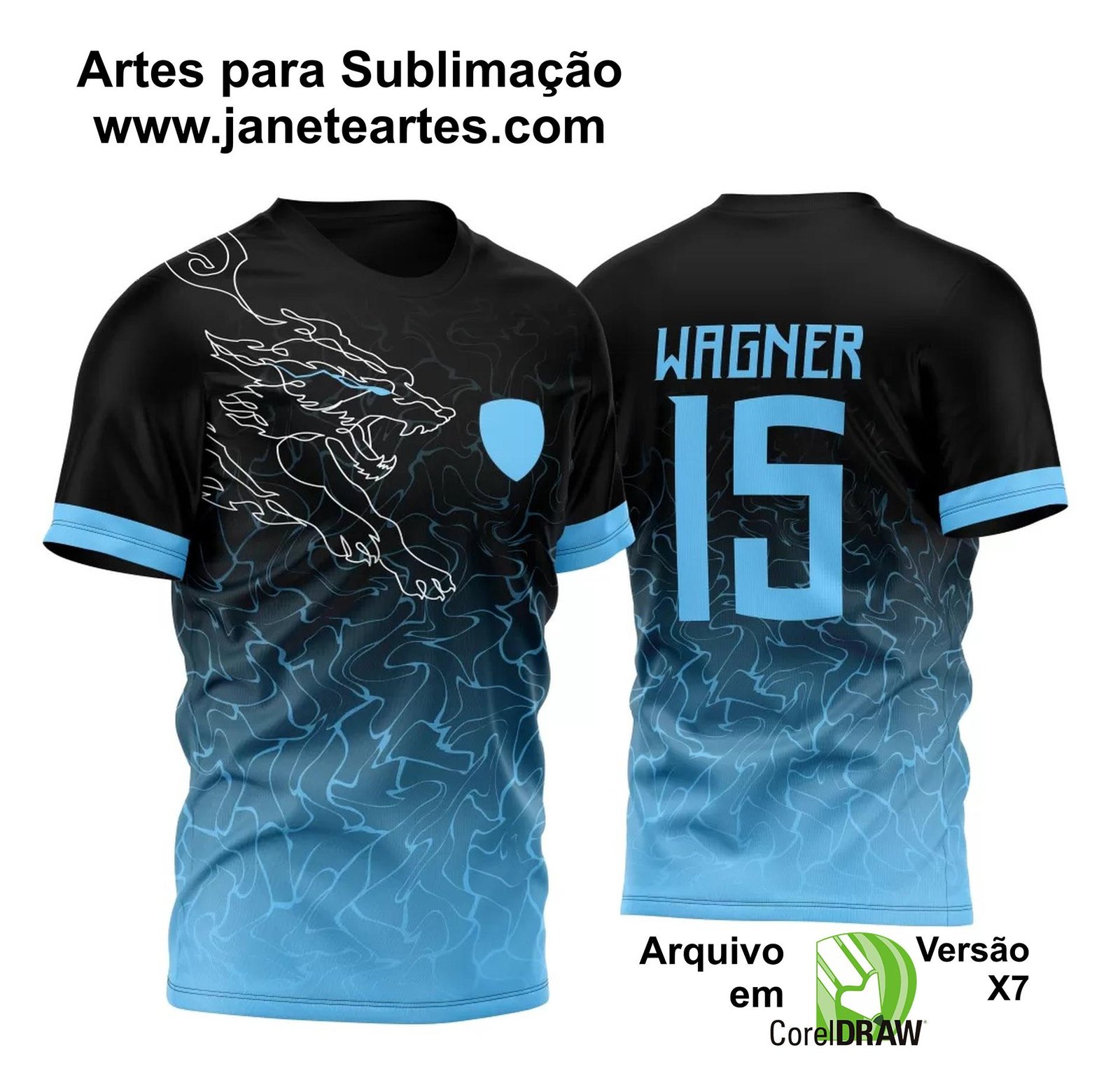 Arte Vetor Camisa InterClasse Lobo Coiote Traço Linha 2023 Azul
