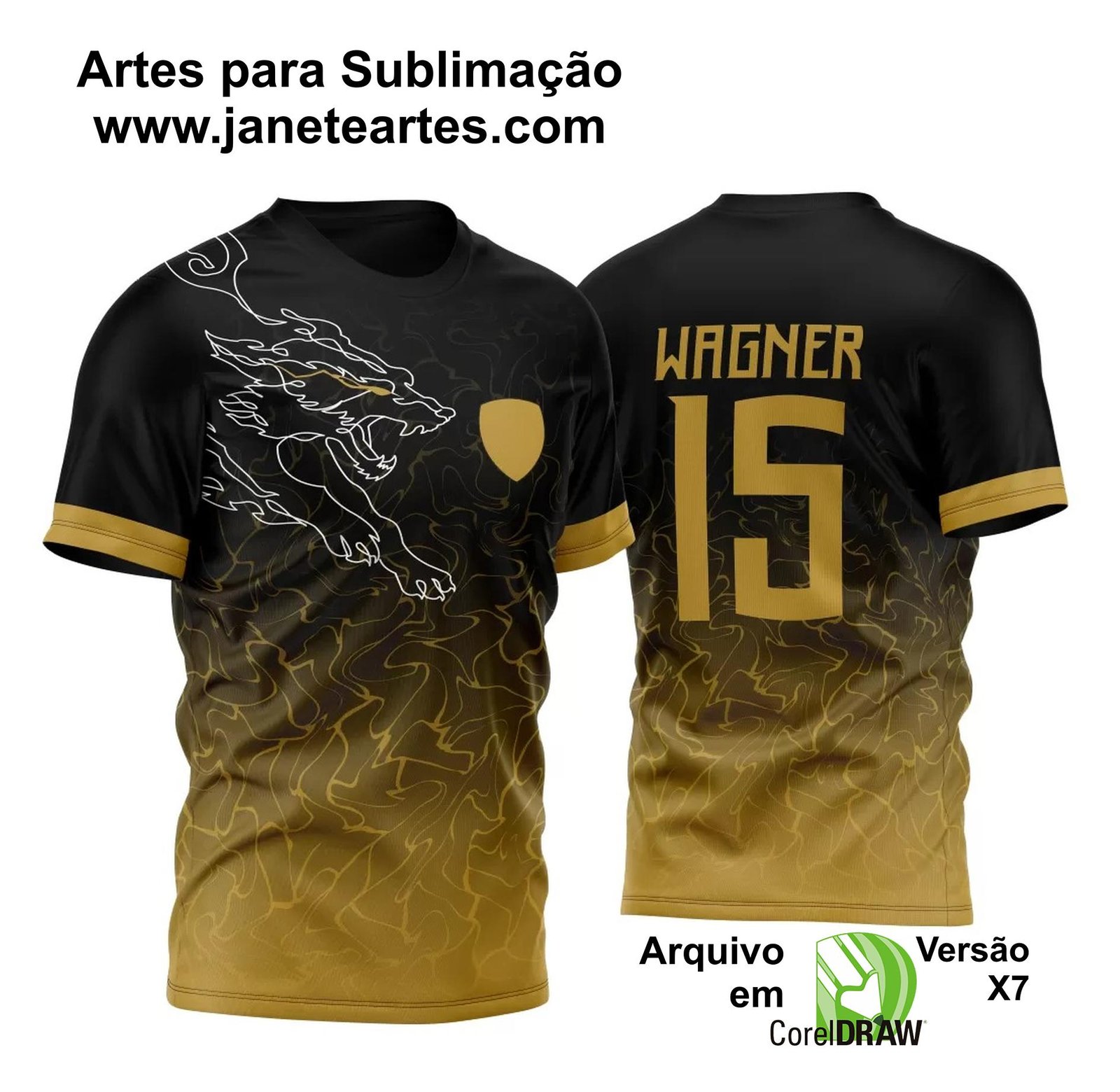 Arte Vetor Camisa InterClasse Lobo Coiote Traço Linha 2023 Dourada