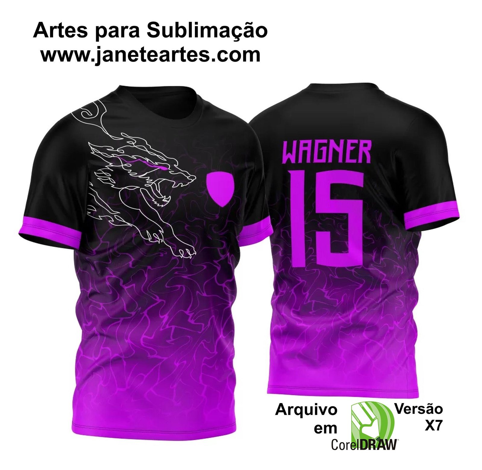 Arte Vetor Camisa InterClasse Lobo Coiote Traço Linha 2023 Rosa