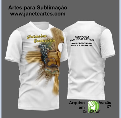 Arte Vetor Camisa Para Primeira Eucaristia Primeira Comunhão 2023 Modelo 4