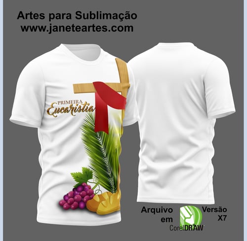 Arte Vetor Camisa Para Primeira Eucaristia Primeira Comunhão 2023 Modelo 6