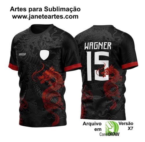 Arte Vetor Camisa Para InterClasse 2023 Preta Dragão Vermelho