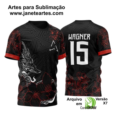 Arte Vetor Camisa Para InterClasse Dragão Poligonos e Flores 2023