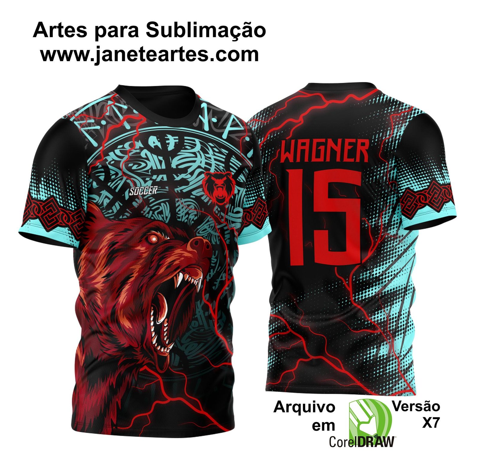 Arte Vetor Camisa Para InterClasse Urso Feroz Celta 2023 Modelo 1 - Janete Artes