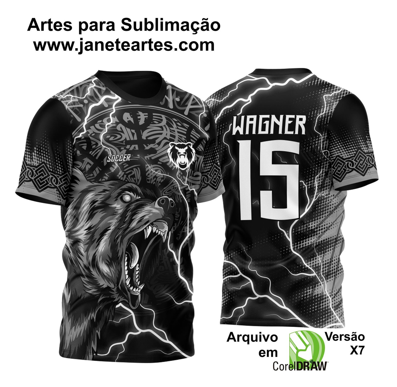 Arte Vetor Camisa Para InterClasse Urso Feroz Celta 2023 Modelo 4 - Janete Artes