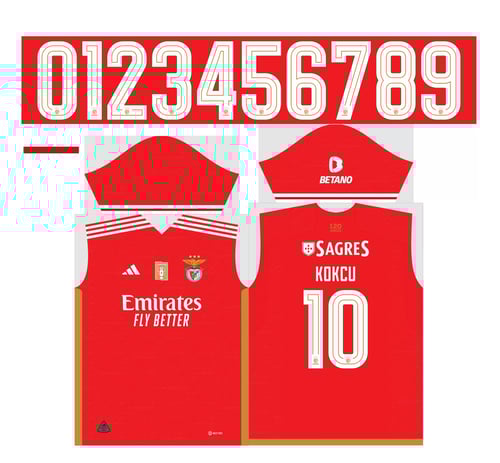 Arte Vetor Camisa Benfica Titular 2023-24