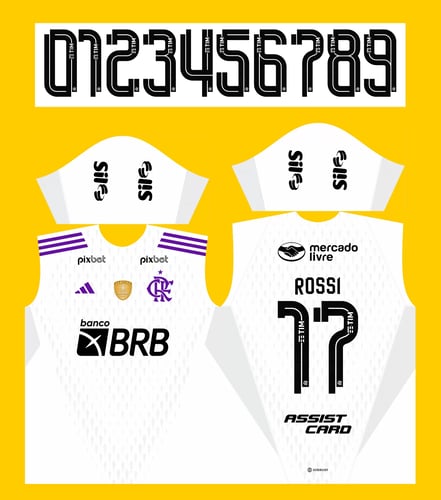 Arte vetorizada da camisa do goleiro do Flamengo para a temporada 2023-24, na cor branca, destacando detalhes exclusivos do design.