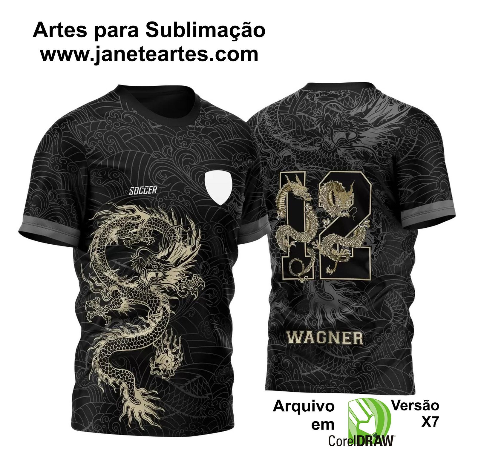 Arte Vetor Camisa Para InterClasse Dragão Dourado 2023 - Janete Artes
