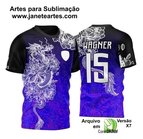 Arte Vetor Camisa Para InterClasse Dragão Floral Azul e Branca 2023
