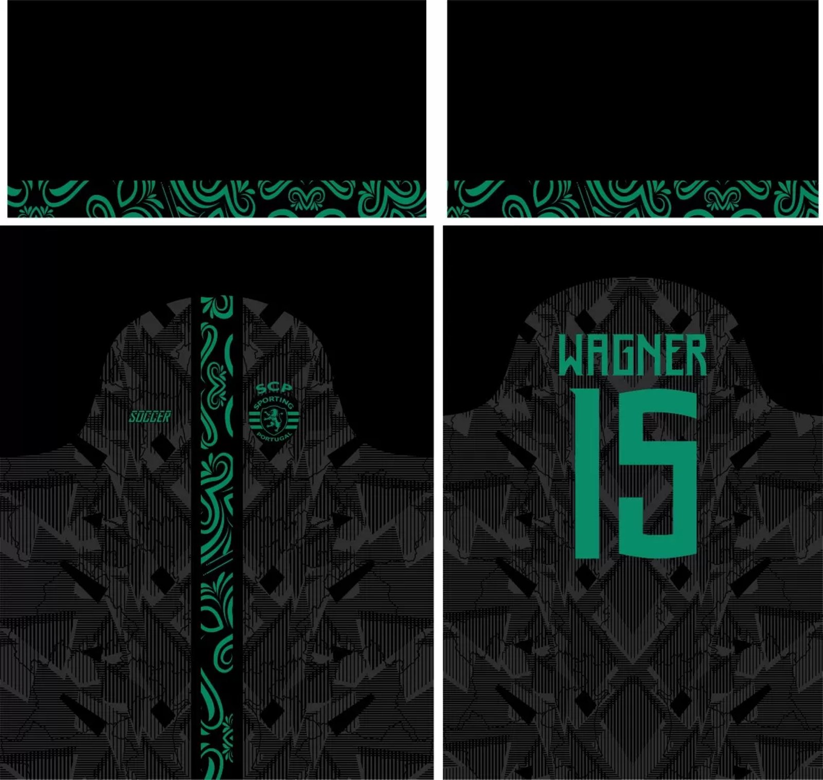 Arte Vetor Camisa Sporting Lisboa Concept Black 2023